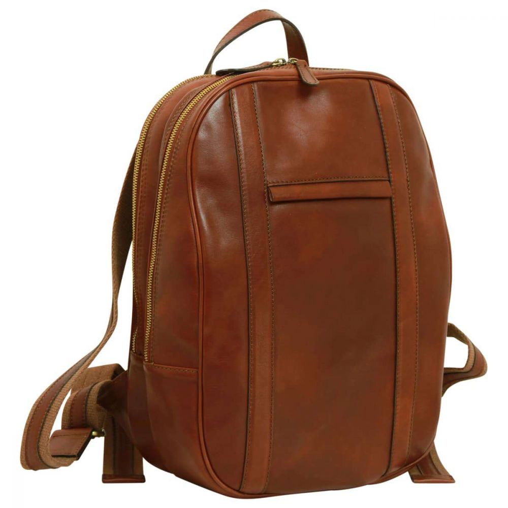 SOFT CALFSKIN LEATHER LAPTOP BACKPACK - BROWN