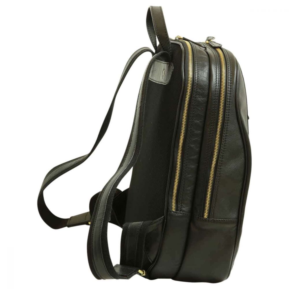 SOFT CALFSKIN LEATHER LAPTOP BACKPACK - BLACK