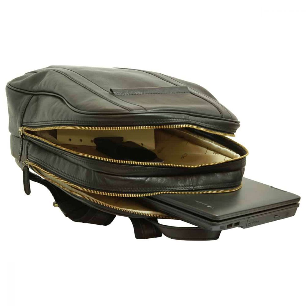 SOFT CALFSKIN LEATHER LAPTOP BACKPACK - BLACK