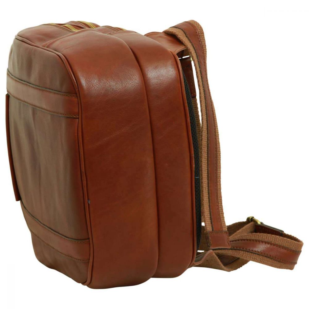 SOFT CALFSKIN LEATHER LAPTOP BACKPACK - BROWN