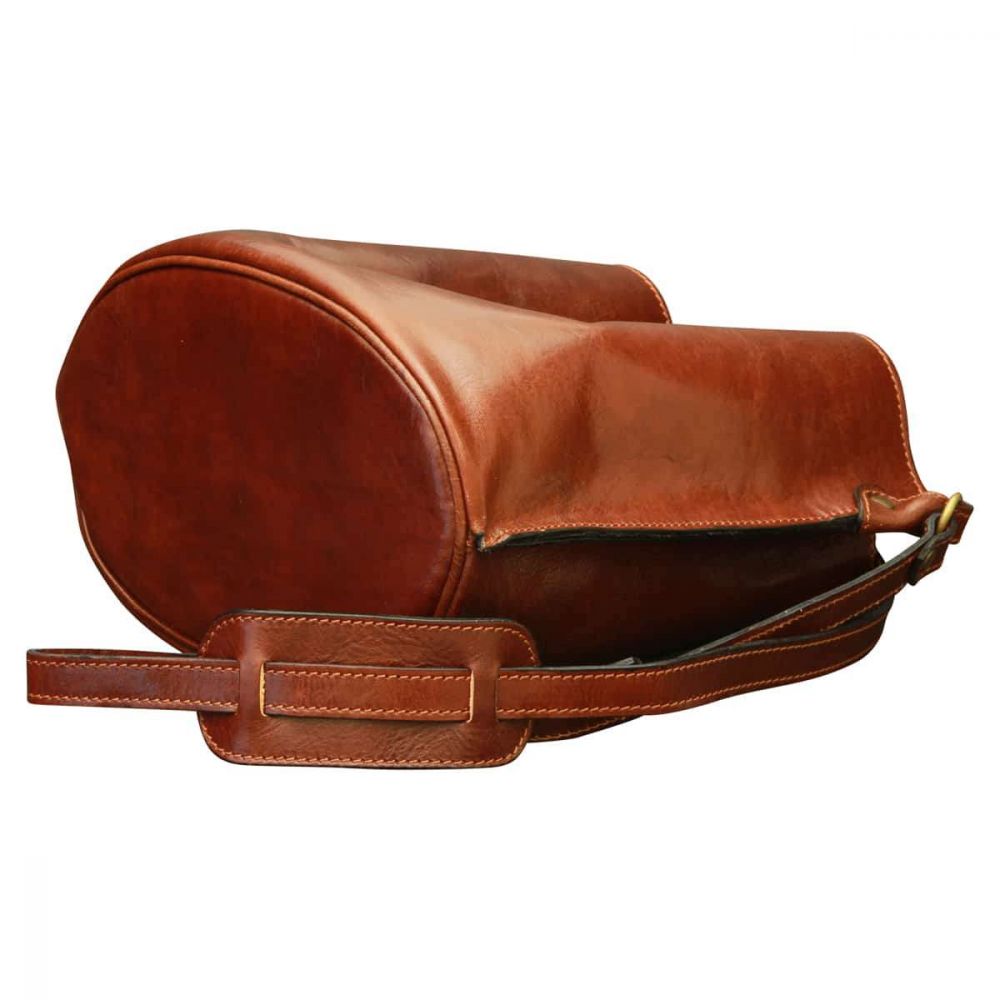 COWHIDE LEATHER SHOULDER BAG - BROWN