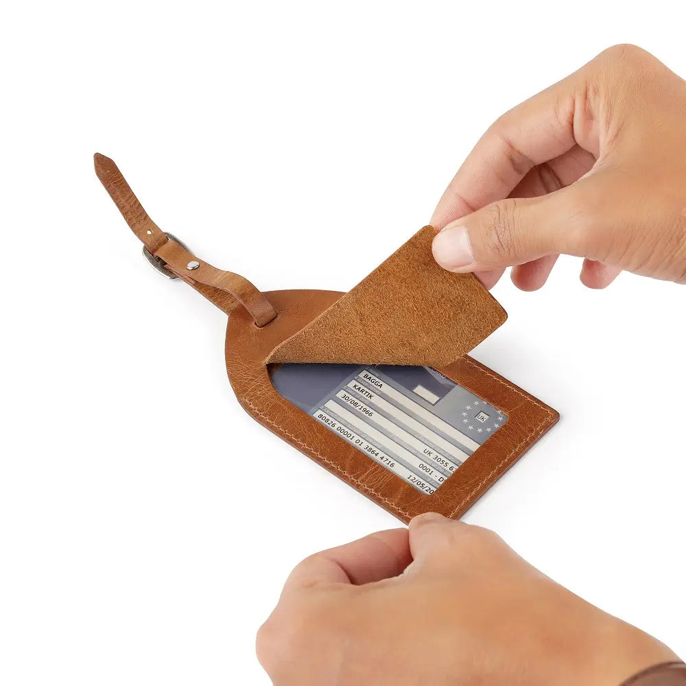 Luxury Full-Grain Leather Luggage Tag | Premium Travel Accessory