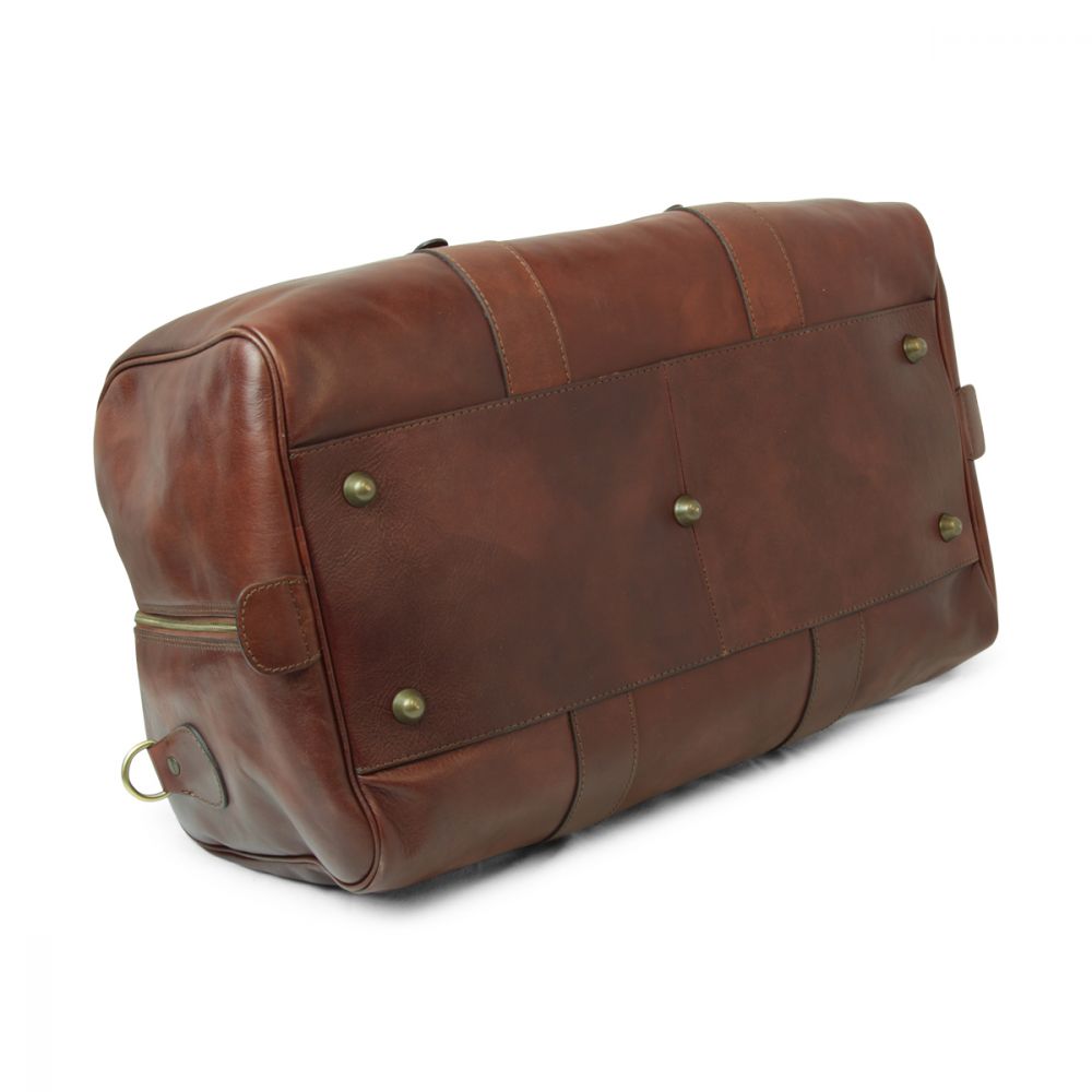 FULL GRAIN LEATHER TRAVEL BAG - BROWN