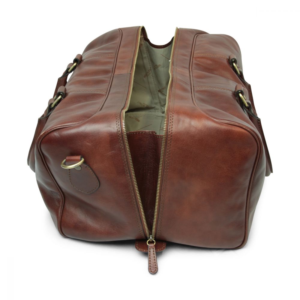 FULL GRAIN LEATHER TRAVEL BAG - BROWN