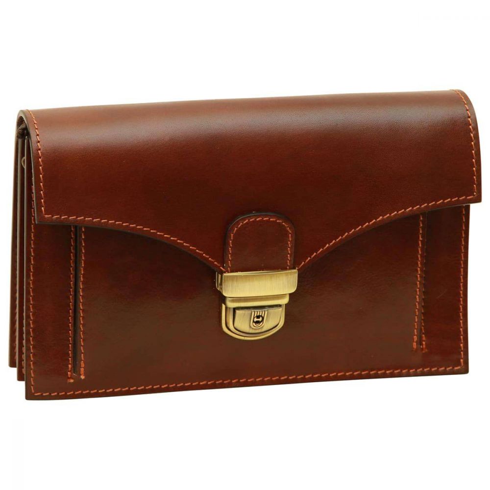 COWHIDE CLUTCH - BROWN