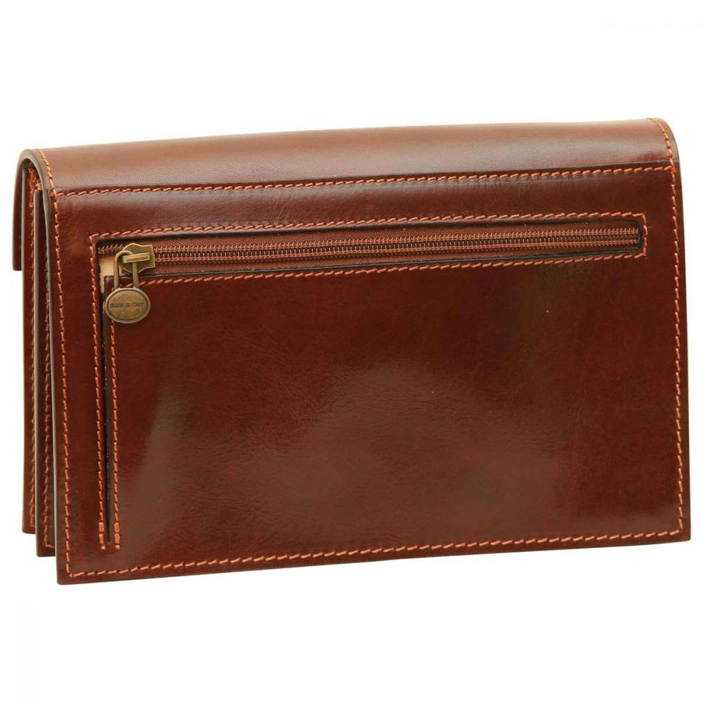 COWHIDE CLUTCH - BROWN