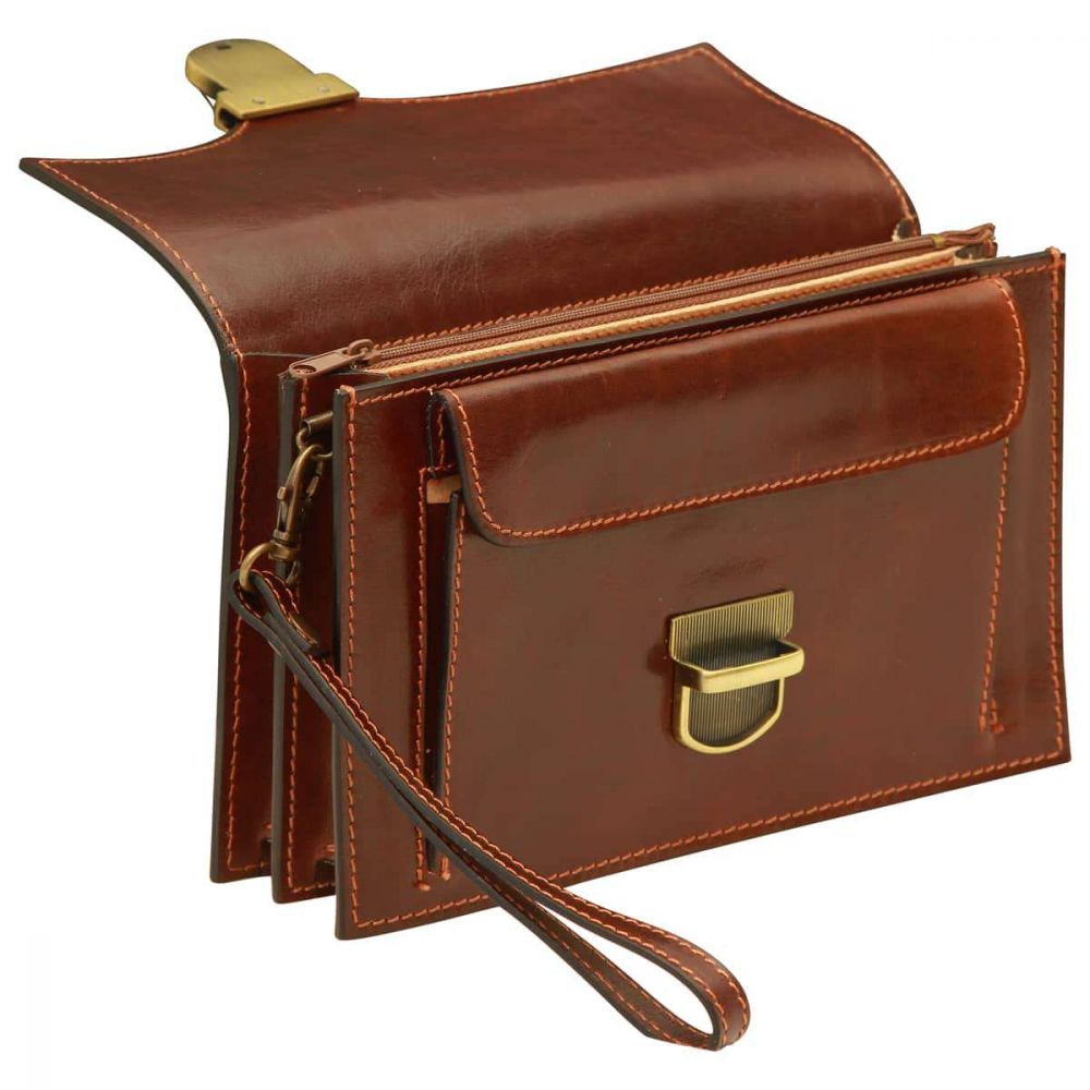 COWHIDE CLUTCH - BROWN