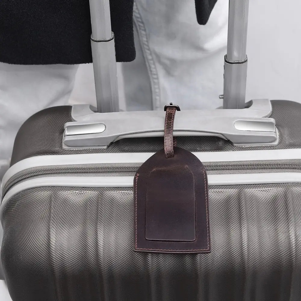 Luxury Full-Grain Leather Luggage Tag | Premium Travel Accessory