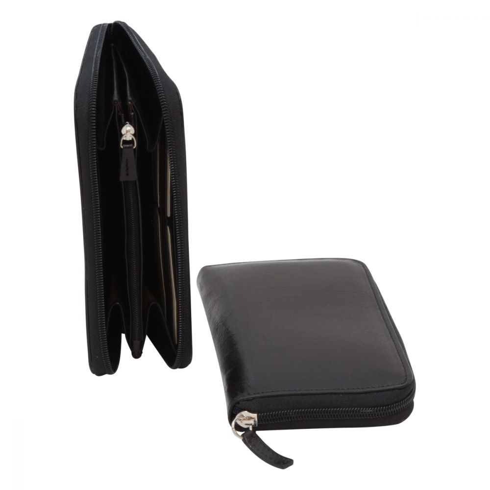 WALLET WITH INTERIOR COIN POCKET - BLACK WITH RFID
