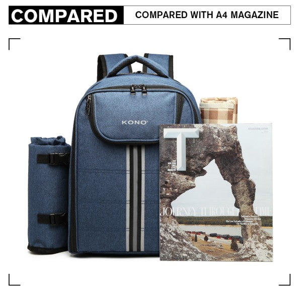 KONO CANVAS PICNIC BACKPACK - NAVY BLUE