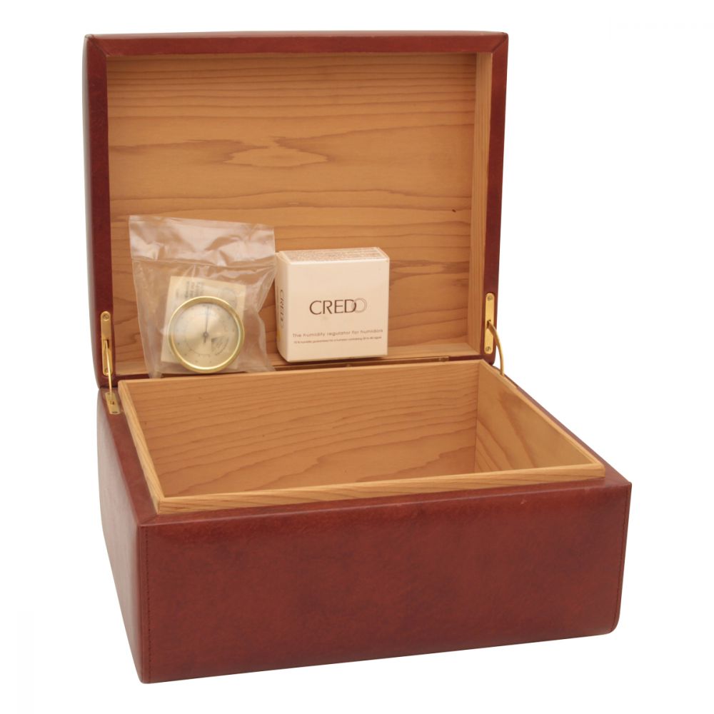 LEATHER CIGAR HUMIDOR - BROWN