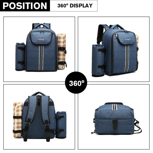 KONO CANVAS PICNIC BACKPACK - NAVY BLUE
