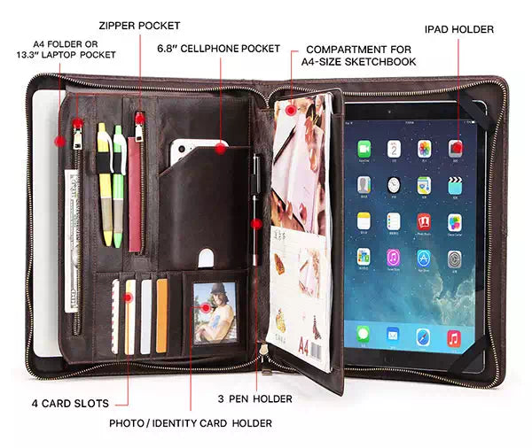 A4 Leather Portfolio Organizer