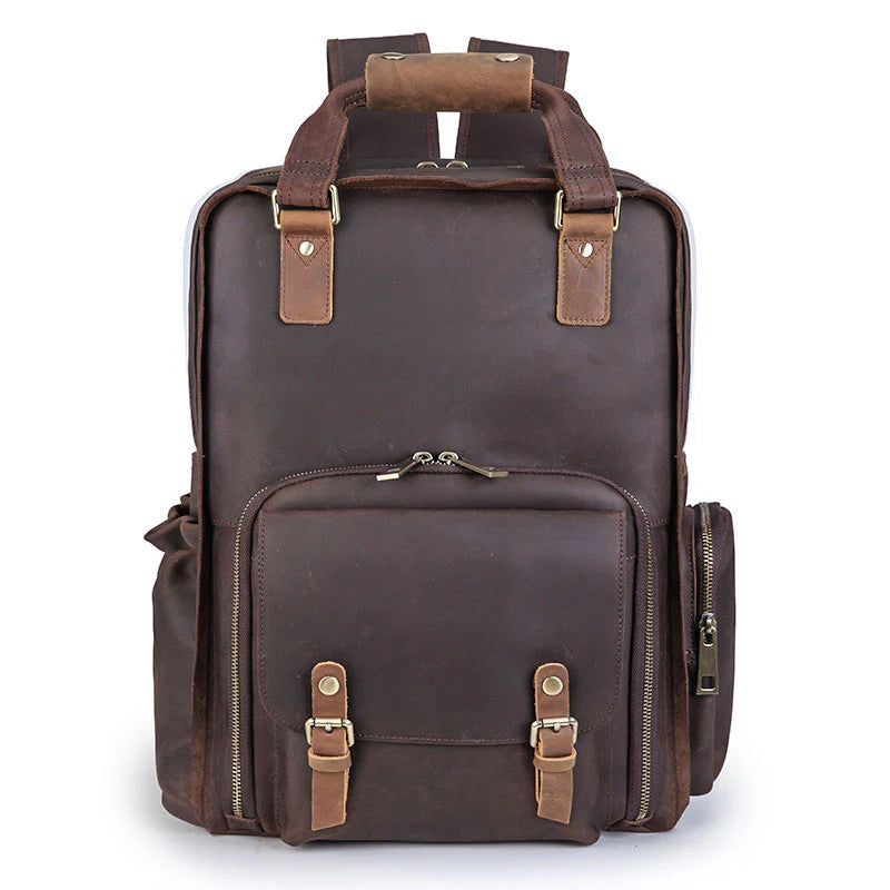 Camera and Lens Leather Backpack