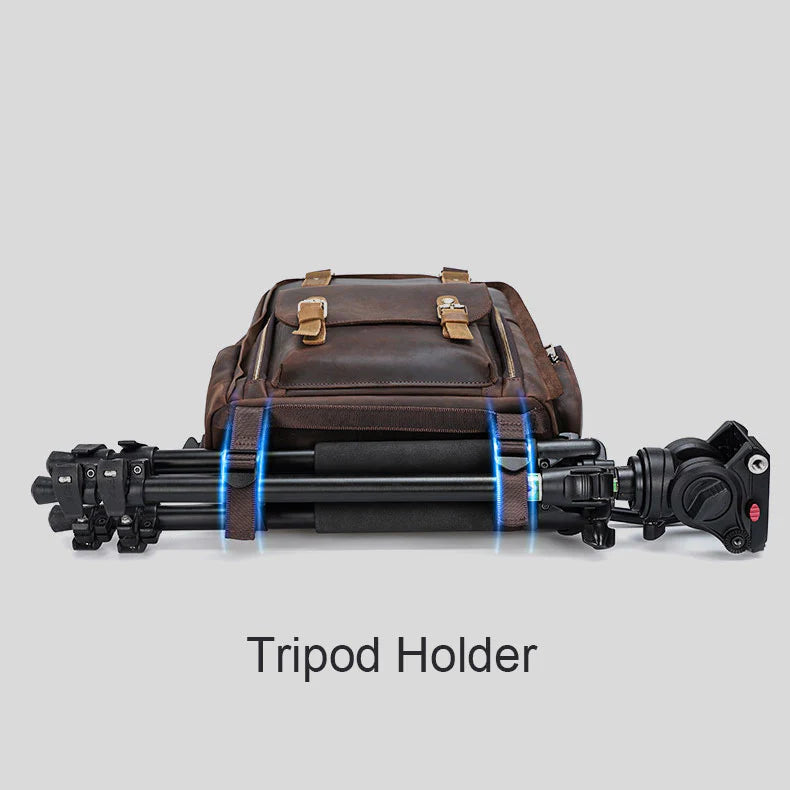 Camera and Lens Leather Backpack