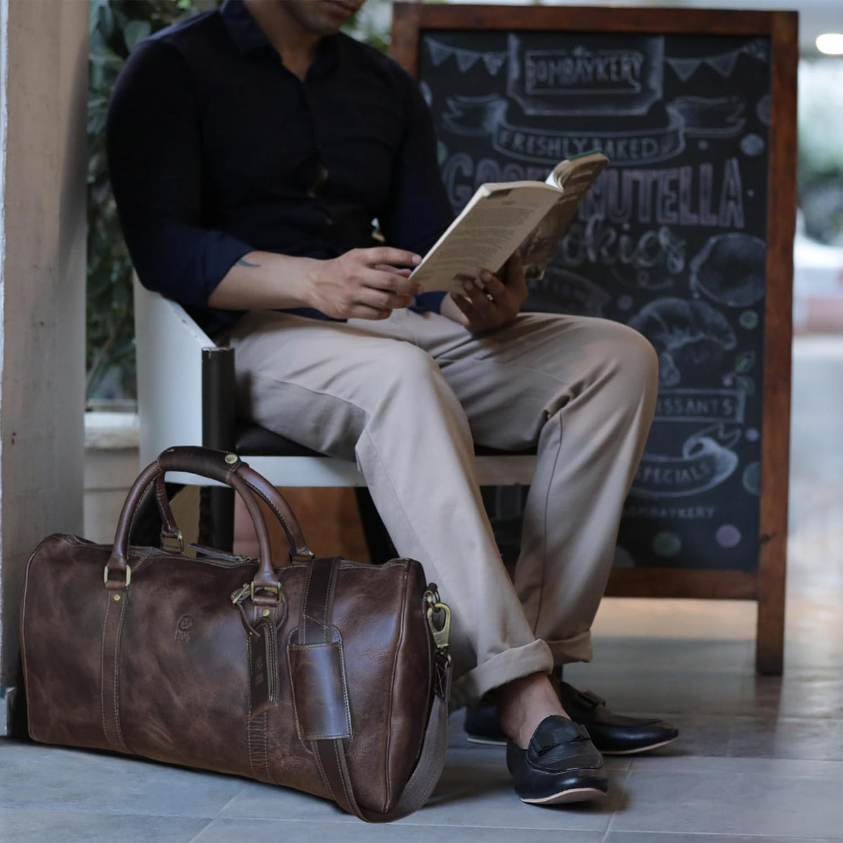 Classic Style Leather Travel Duffle Bag
