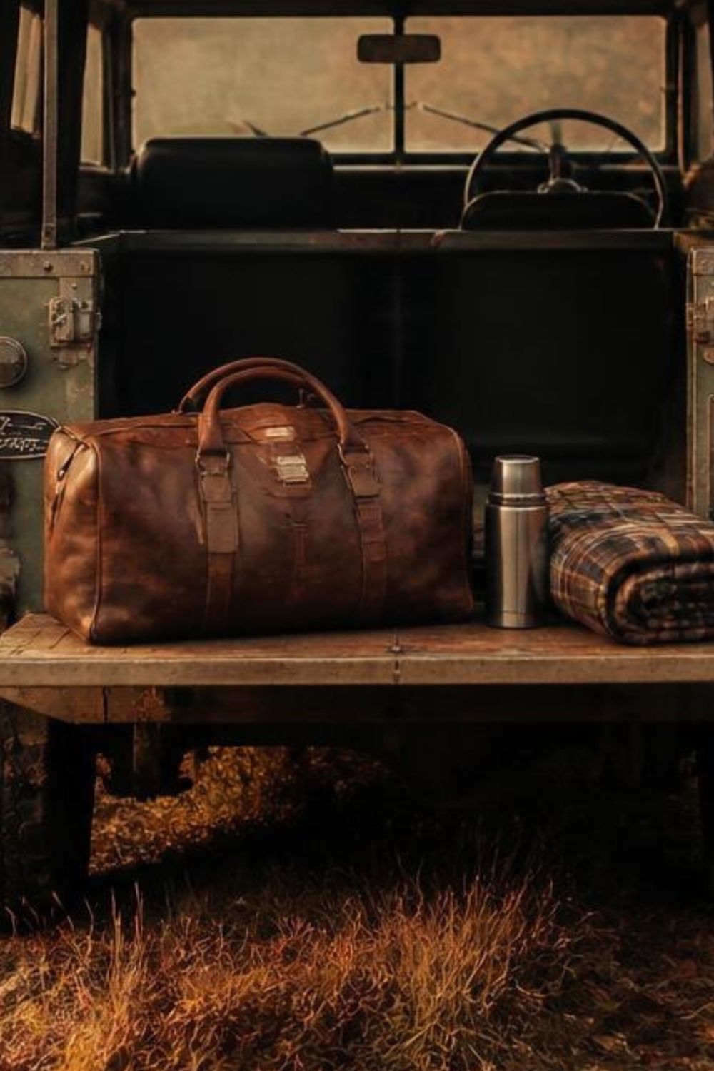 Classic Style Leather Travel Duffle Bag