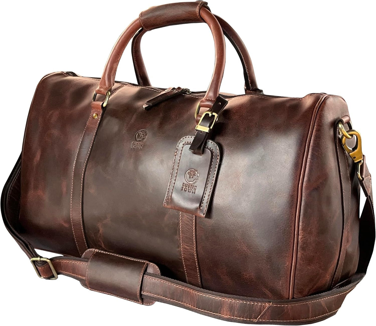 Classic Style Leather Travel Duffle Bag