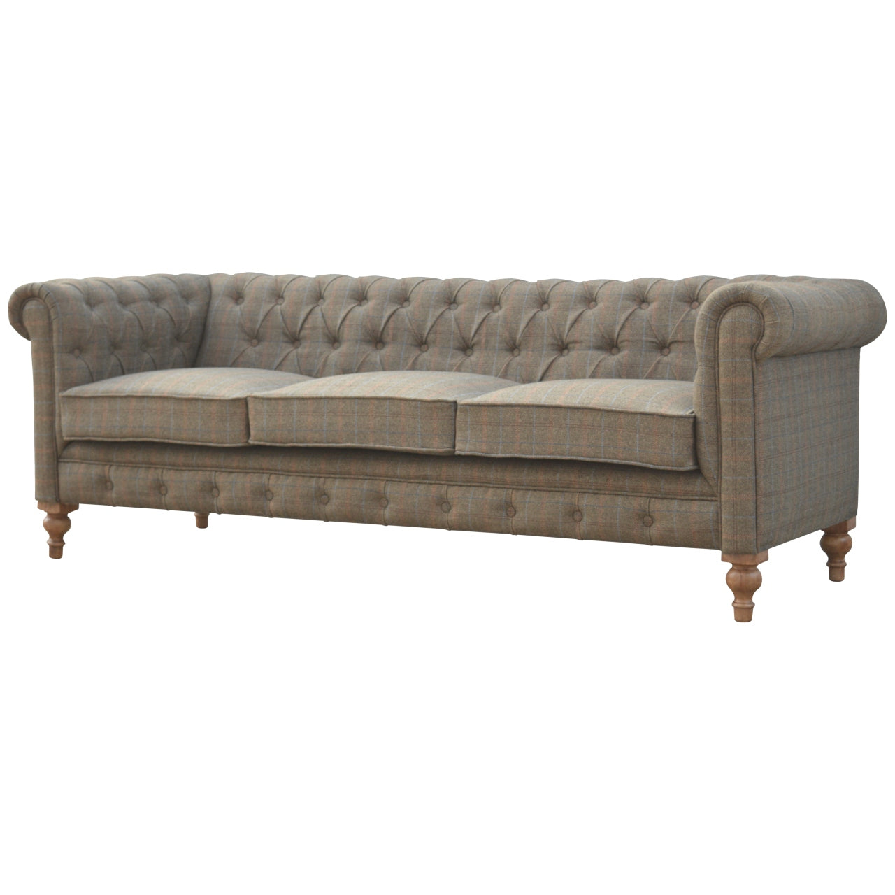 Multi Tweed 3 Seater Chesterfield Sofa