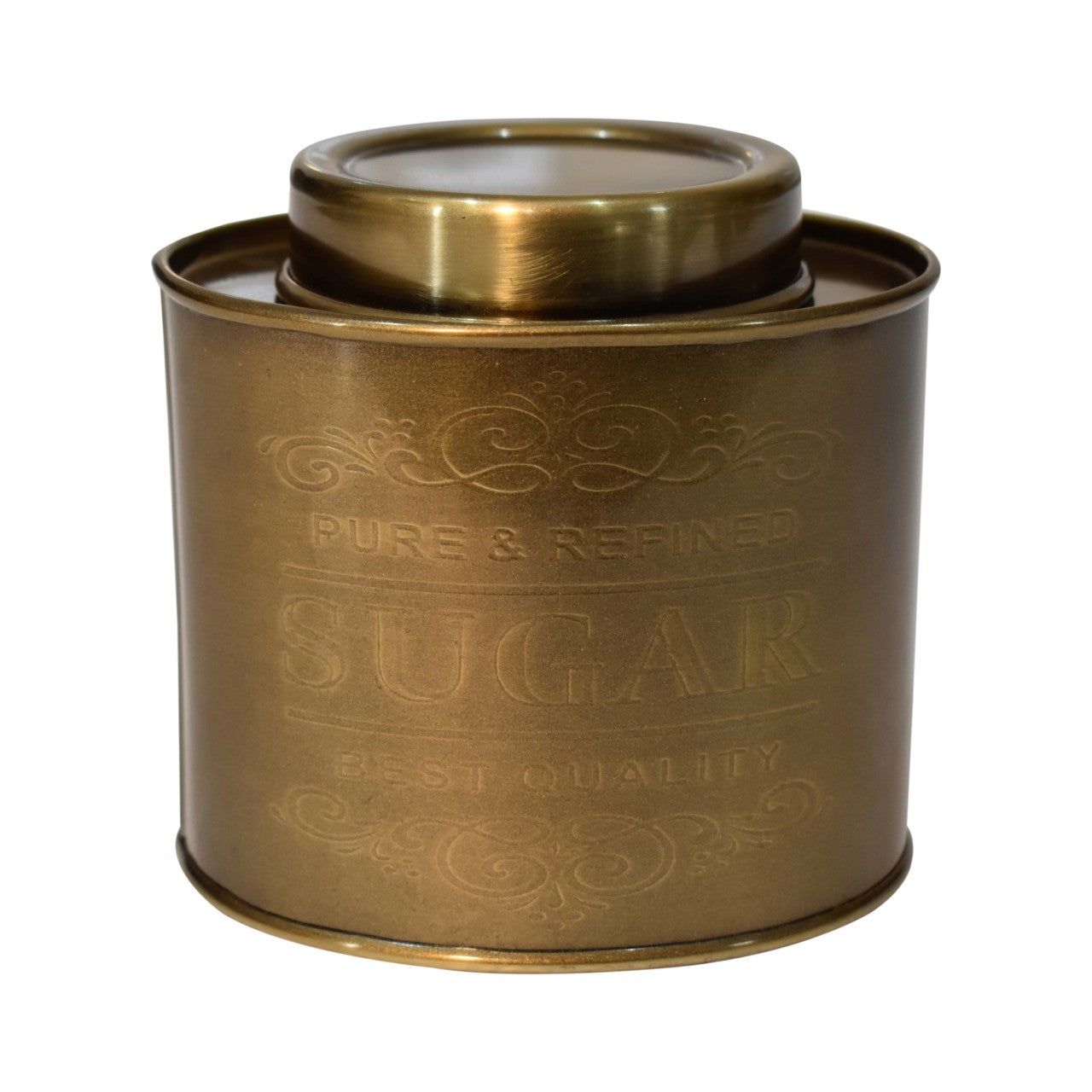 Antique Sugar, Tea and Coffee Oval Storage Set of 3 Brass effect