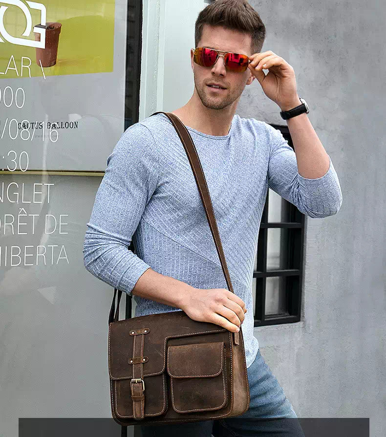 Leather Crossbody Messenger Bag