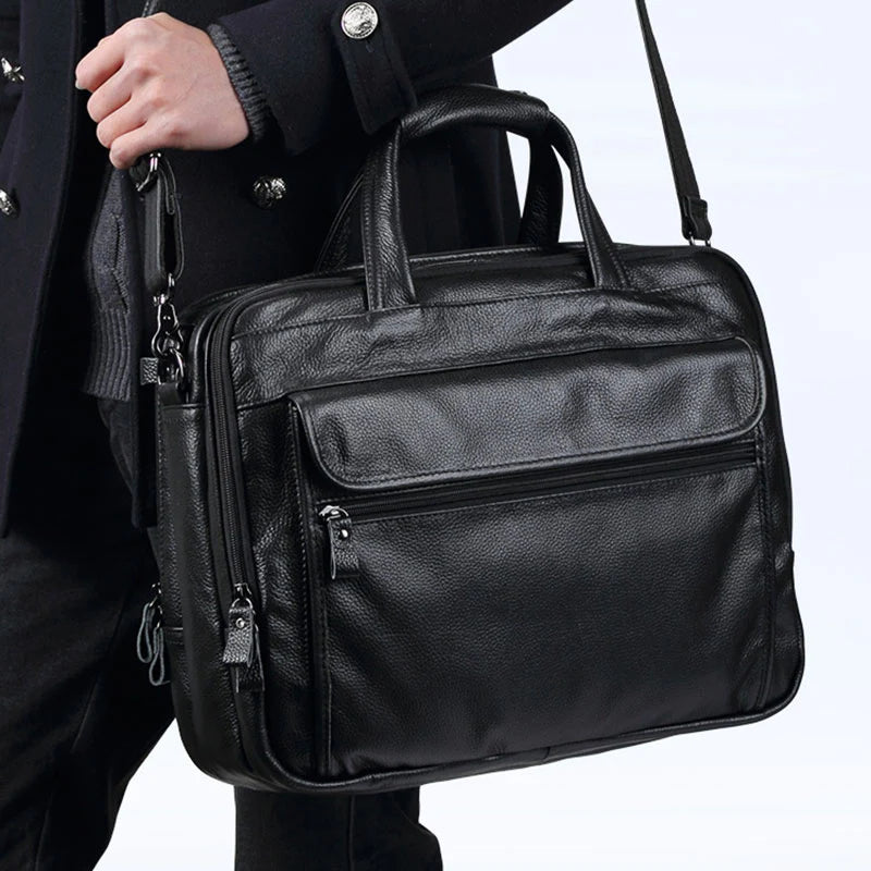 Men's Black Leather Briefcase