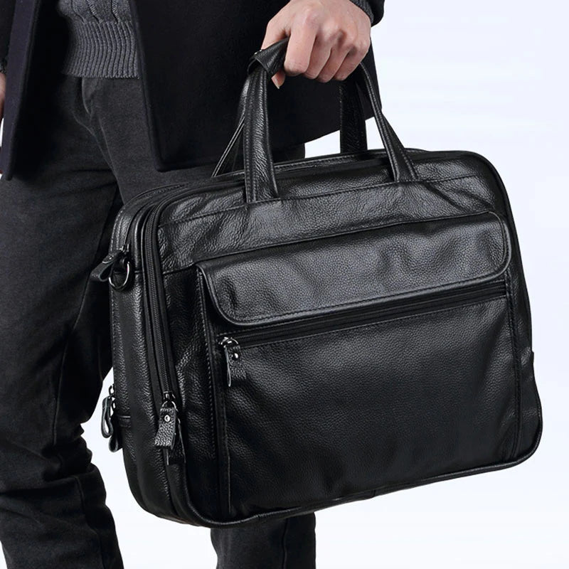 Men's Black Leather Briefcase