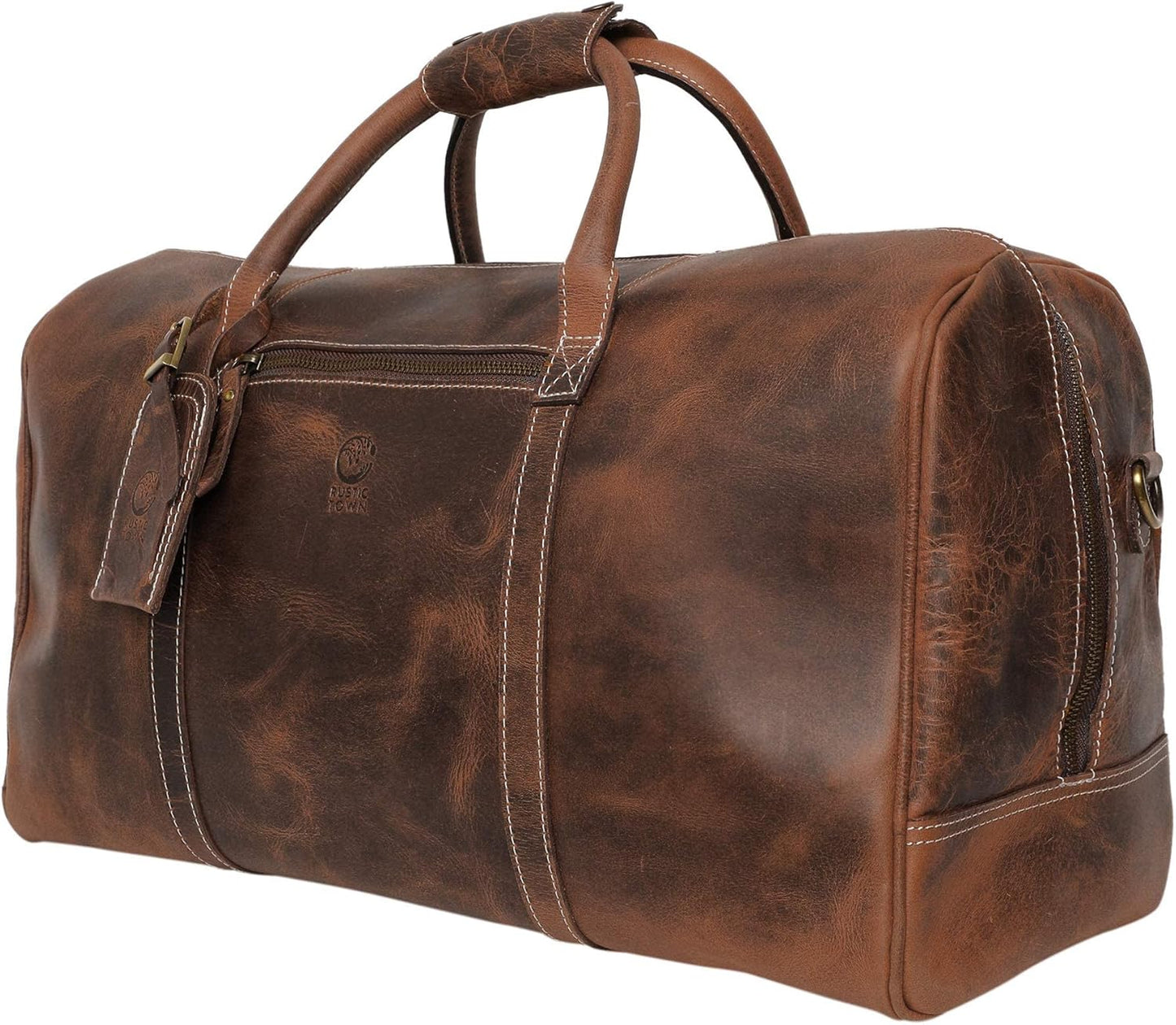 Men's Leather Carry on Travel Duffle Bag