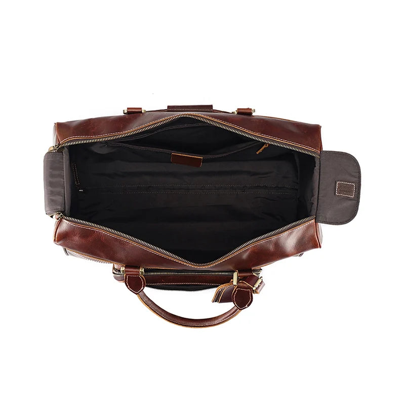 Men's Viator Leather Trolley Travel Duffle Bag