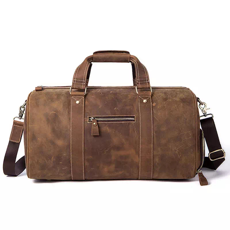 Men's Vintage Leather Weekend Duffle Bag
