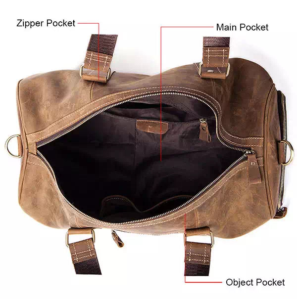 Men's Vintage Leather Weekend Duffle Bag