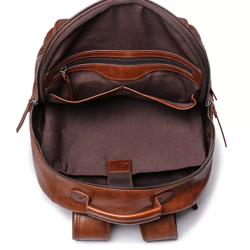 Men's Leather Backpack with Laptop Compartment
