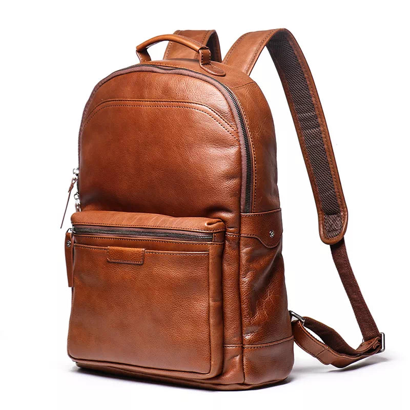 Men's Leather Backpack with Laptop Compartment