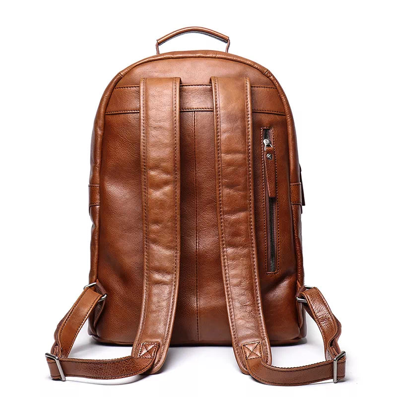 Men's Leather Backpack with Laptop Compartment