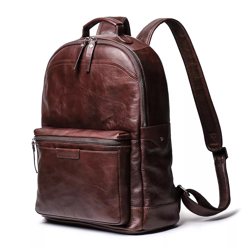 Men's Leather Backpack with Laptop Compartment