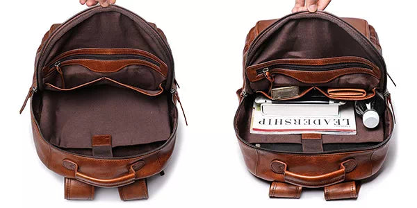 Men's Leather Backpack with Laptop Compartment