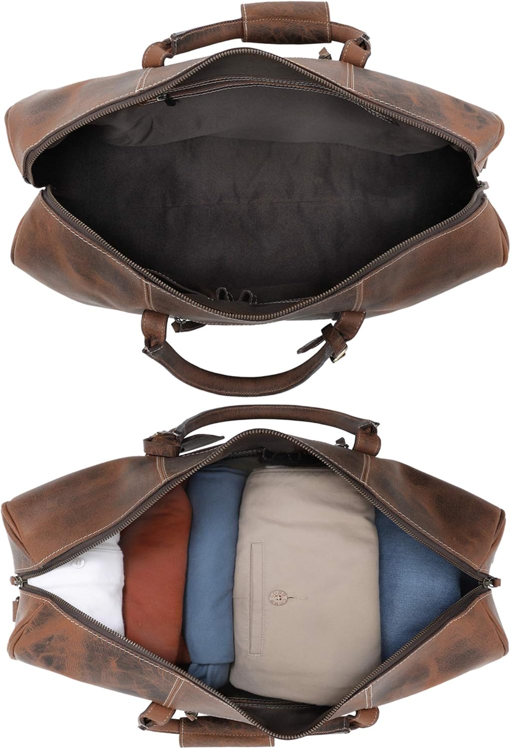 Men's Leather Carry on Travel Duffle Bag