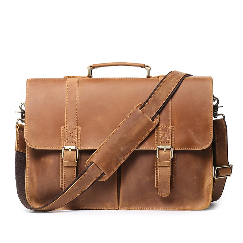 Men's Leather Messenger Satchel Briefcase Bag