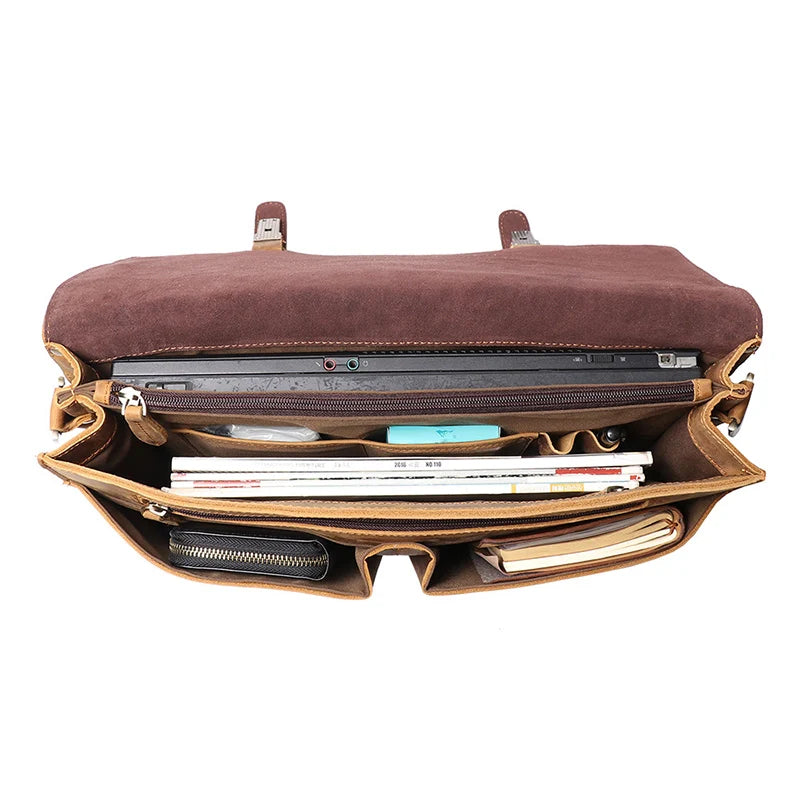 Men's Leather Messenger Satchel Briefcase Bag