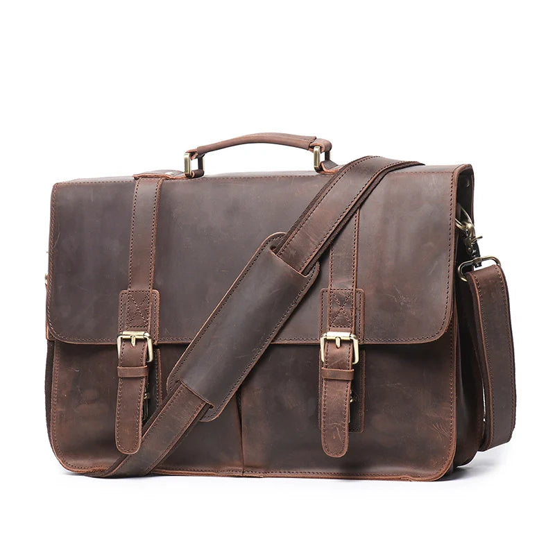 Men's Leather Messenger Satchel Briefcase Bag