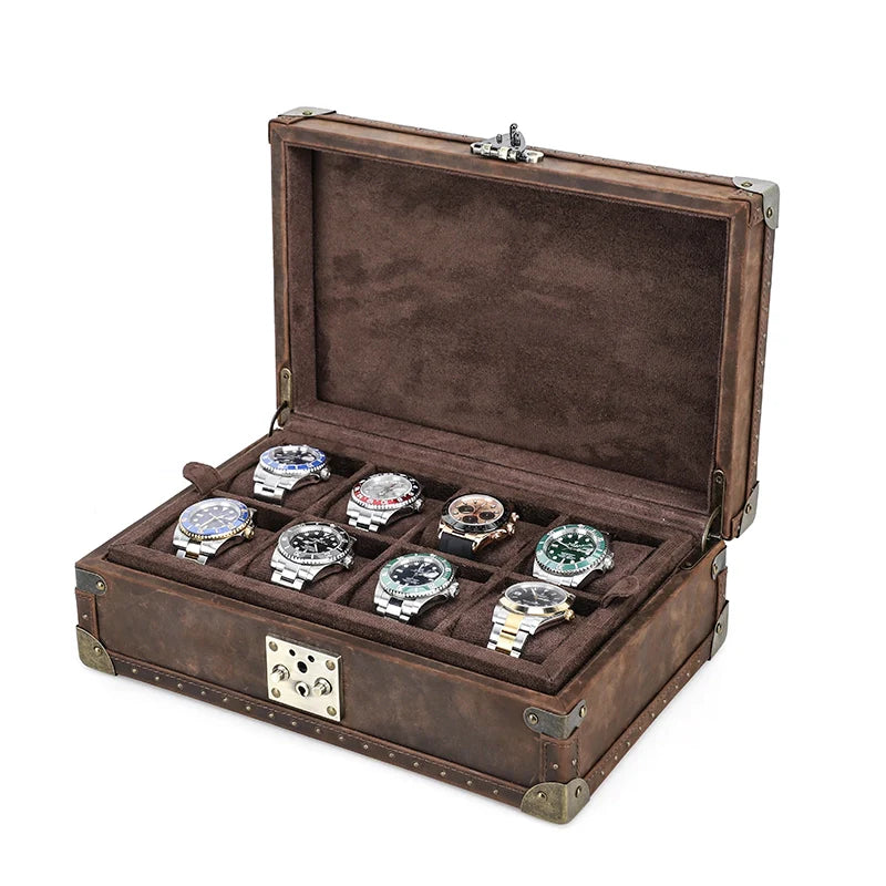 Regent Vintage Leather Watch Trunk – 8 Watch