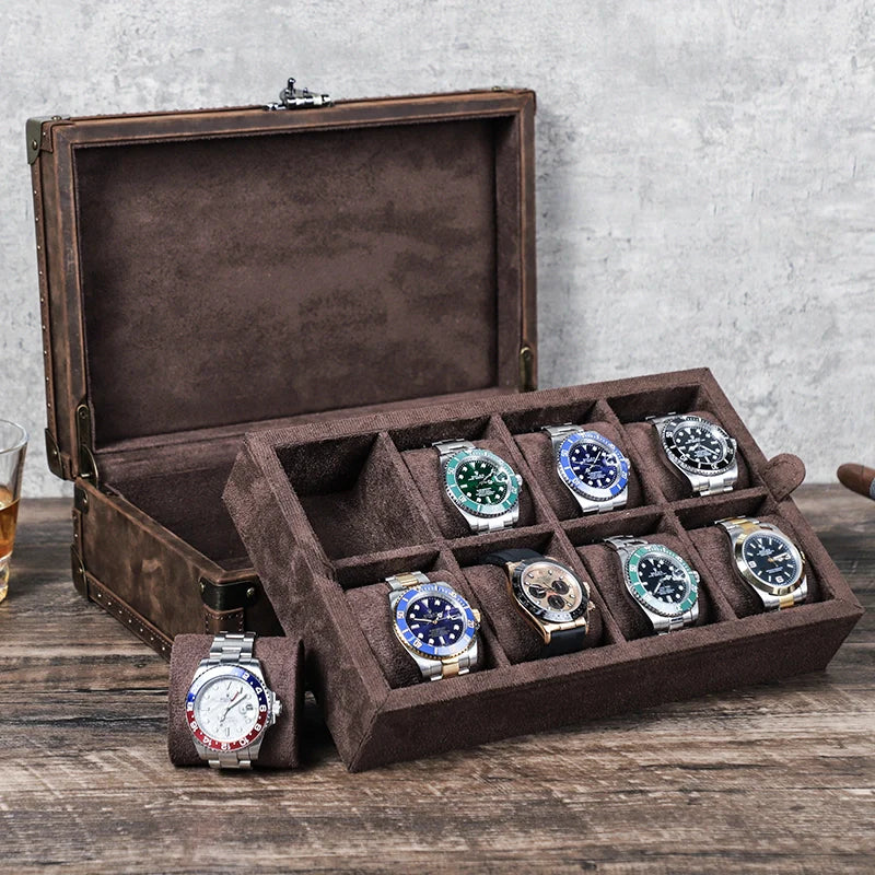 Regent Vintage Leather Watch Trunk – 8 Watch