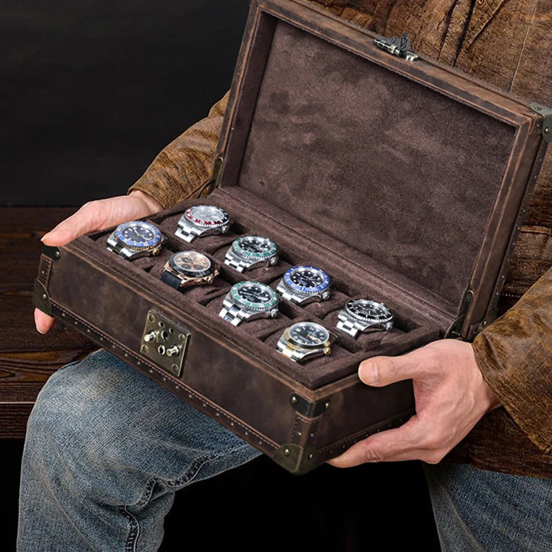 Regent Vintage Leather Watch Trunk – 8 Watch