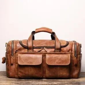 Vintage Style Nubuck Leather Travel Duffle Holdall