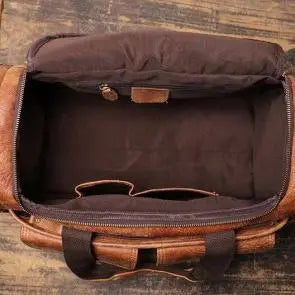 Vintage Style Nubuck Leather Travel Duffle Holdall