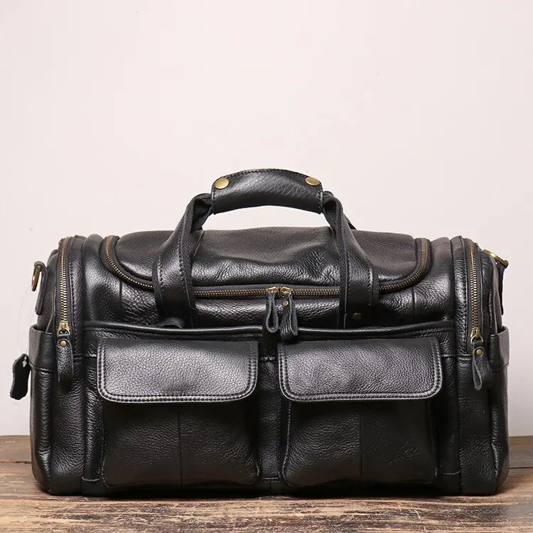 Vintage Style Nubuck Leather Travel Duffle Holdall