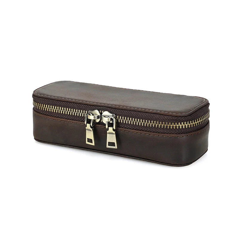 Small Rectangular Leather Travel Jewelry Case
