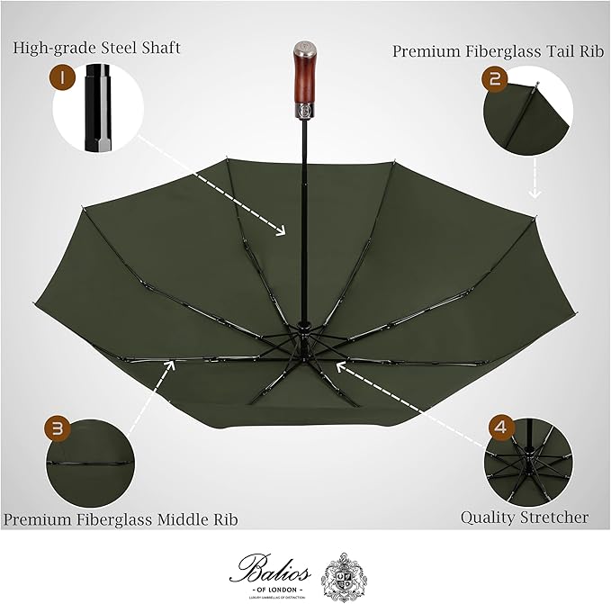 Balios Luxury Gentlemans Folding Travel Umbrella