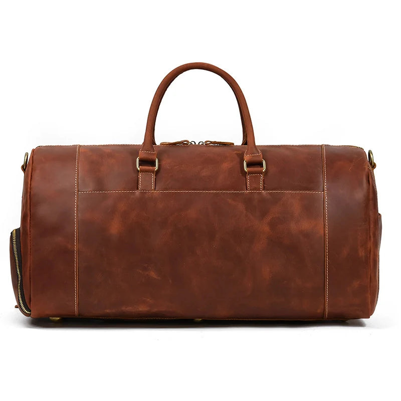 Men's Vintage Expedition Leather Weekender Travel Bag