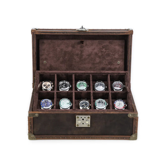 Regent Vintage Leather Watch Trunk – 10 Watch